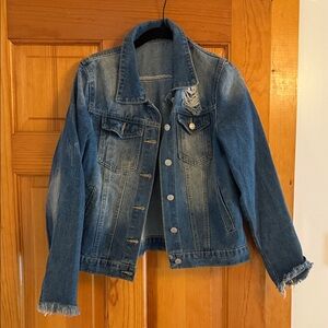 Denim Jacket - Blue Distressed Jean Jacket
